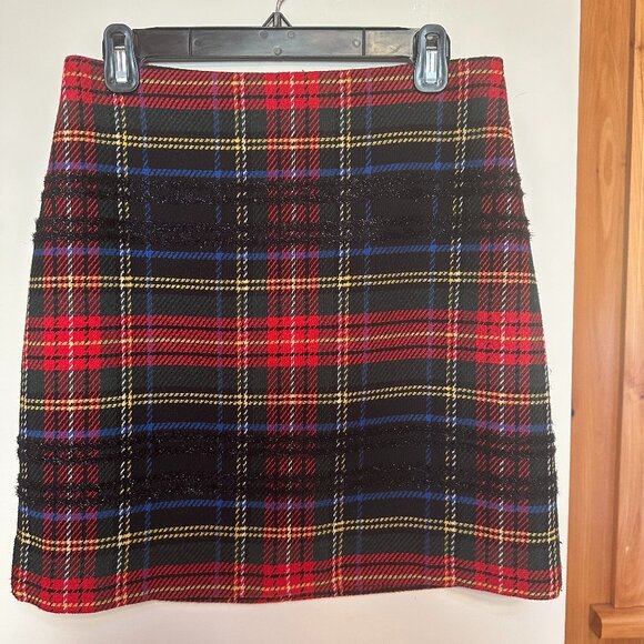 J. CREW Red, Green, Black Blue Yellow Plaid Tartan Sparkly Skirt – 6 - Picture 1 of 4